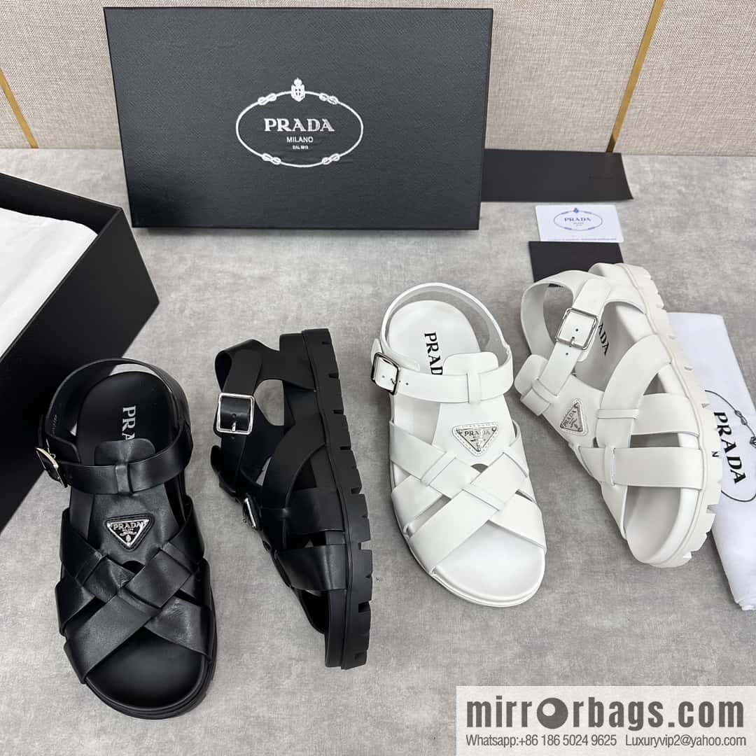๐๐P's new Prada * Prada-da, new men's leather cross-woven sandals