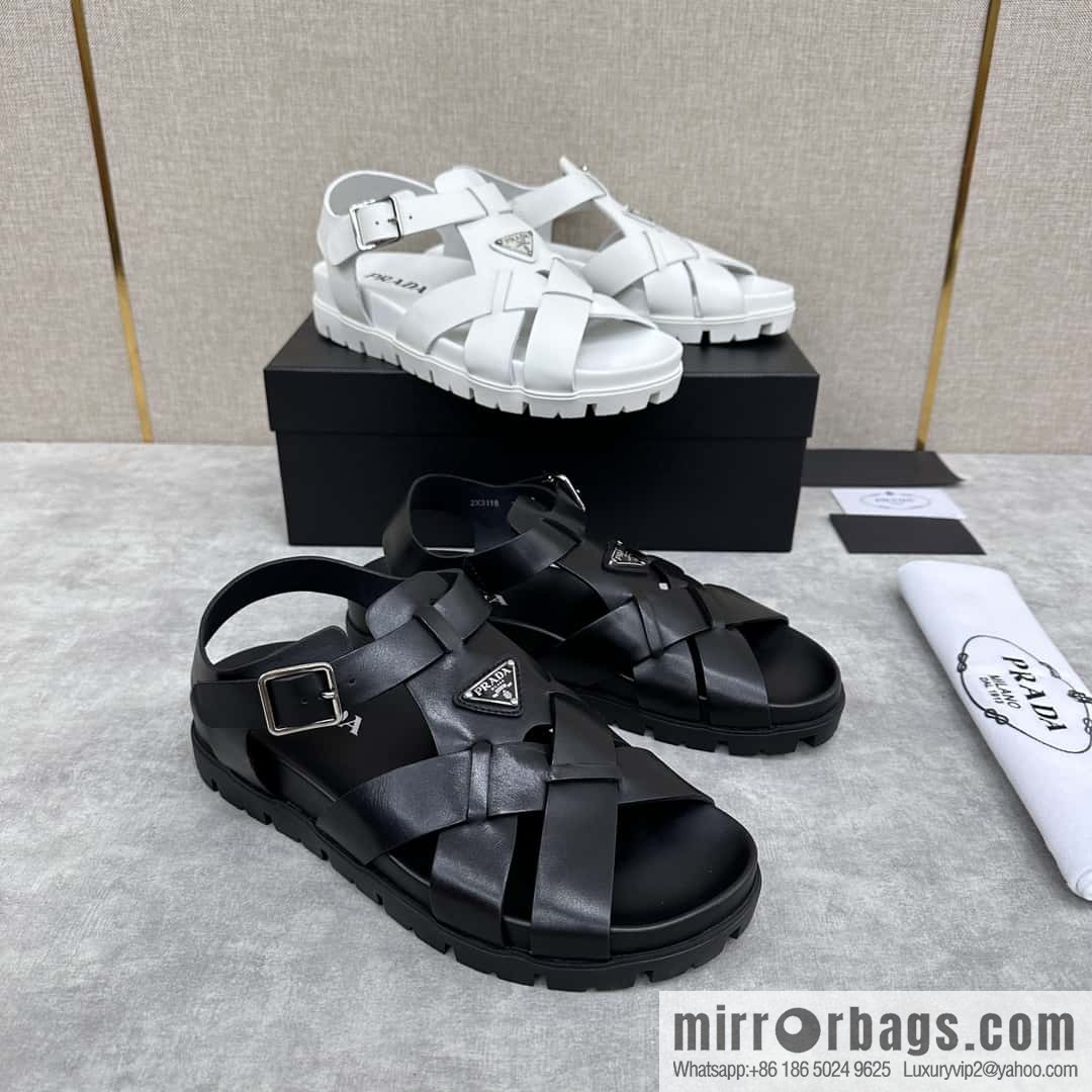 ๐๐P's new Prada * Prada-da, new men's leather cross-woven sandals