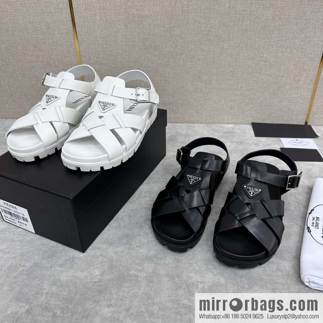 ๐๐P's new Prada * Prada-da, new men's leather cross-woven sandals