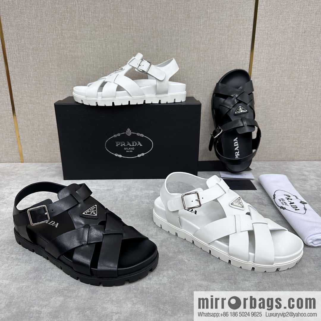 ๐๐P's new Prada * Prada-da, new men's leather cross-woven sandals