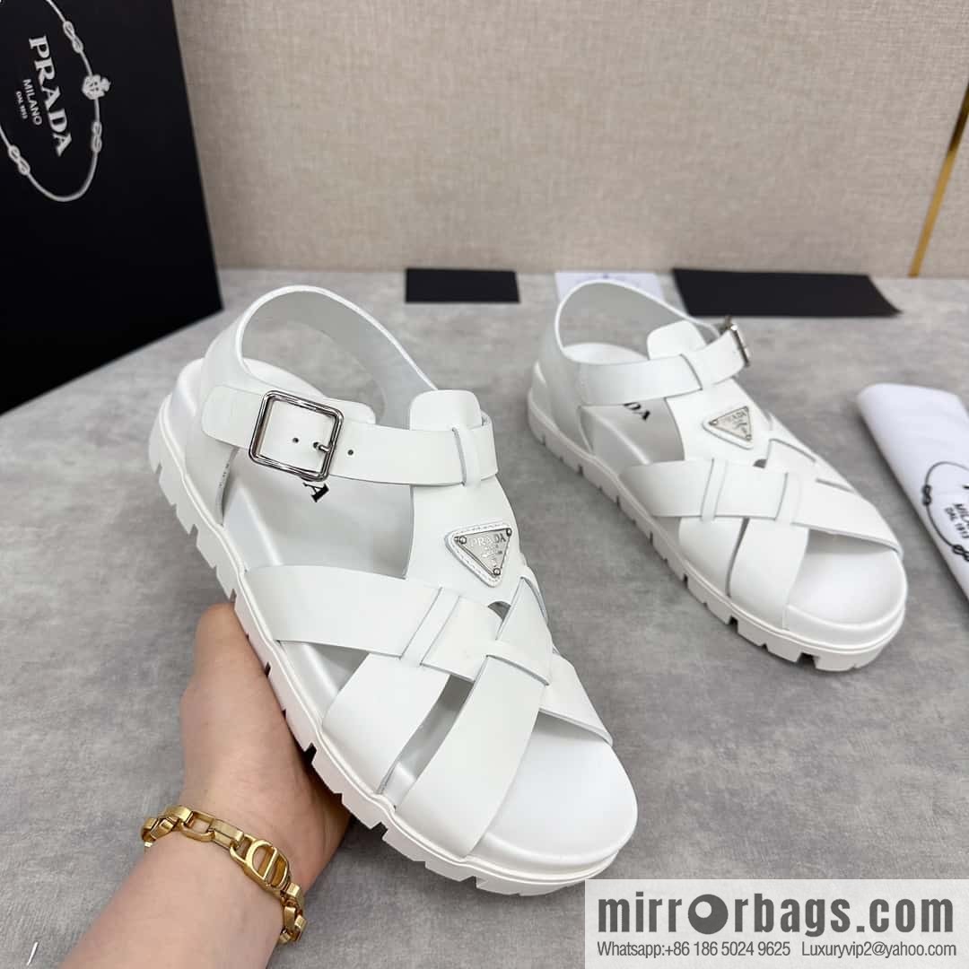 ๐๐P's new Prada * Prada-da, new men's leather cross-woven sandals