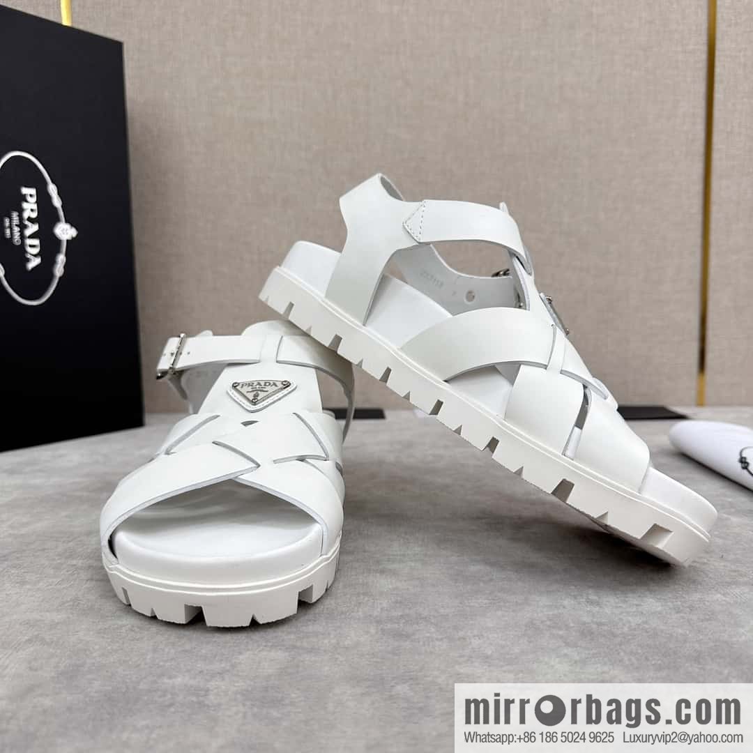 ๐๐P's new Prada * Prada-da, new men's leather cross-woven sandals