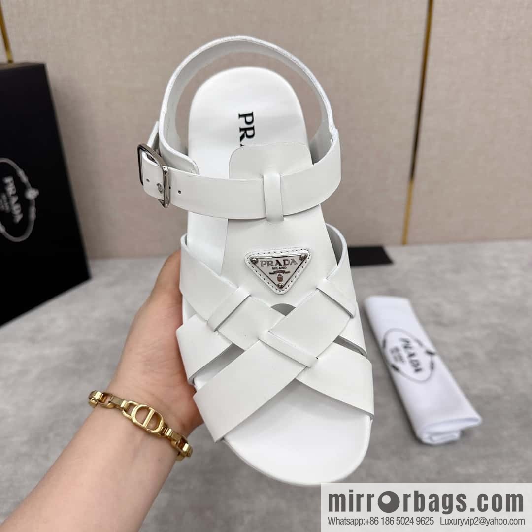 ๐๐P's new Prada * Prada-da, new men's leather cross-woven sandals