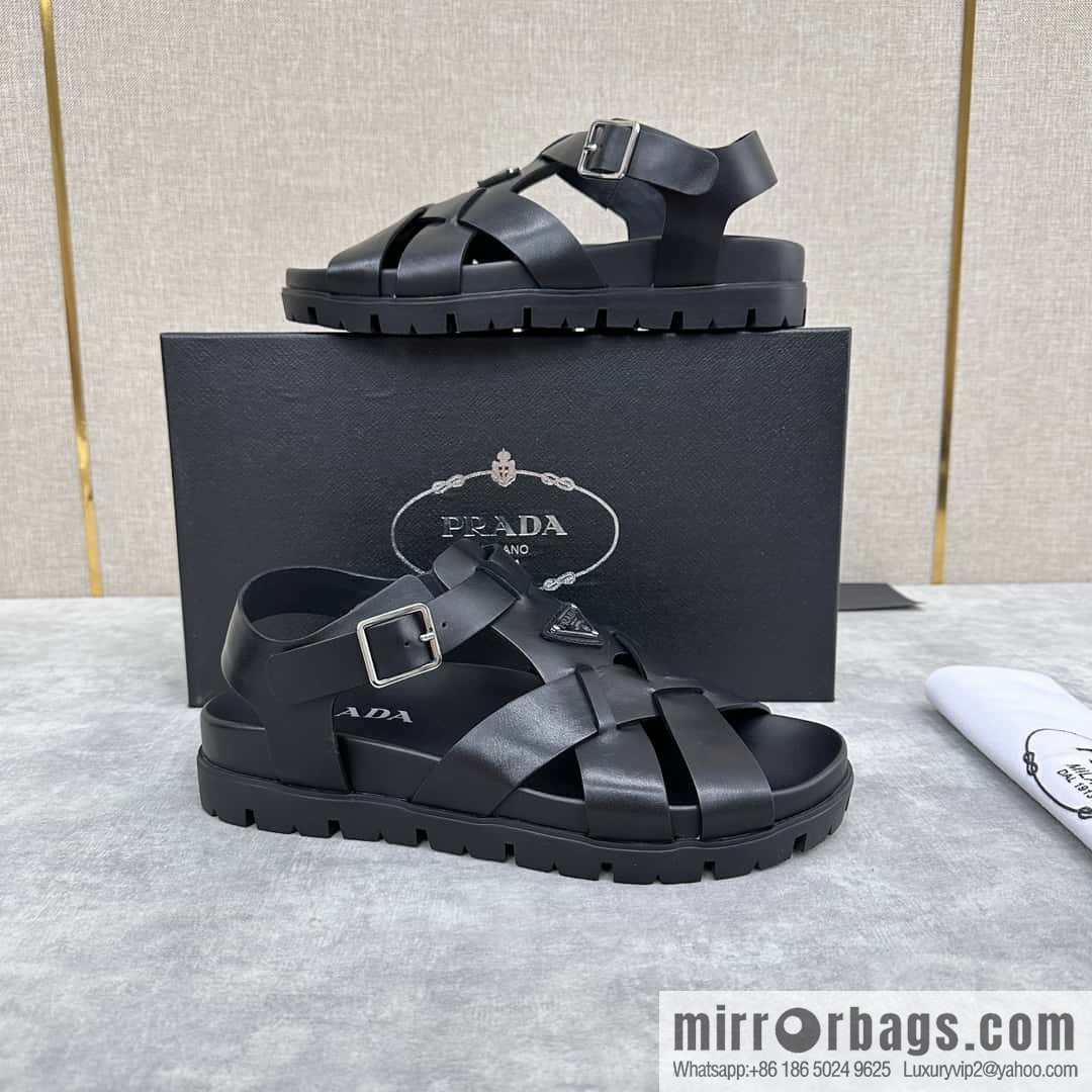 ๐๐P's new Prada * Prada-da, new men's leather cross-woven sandals