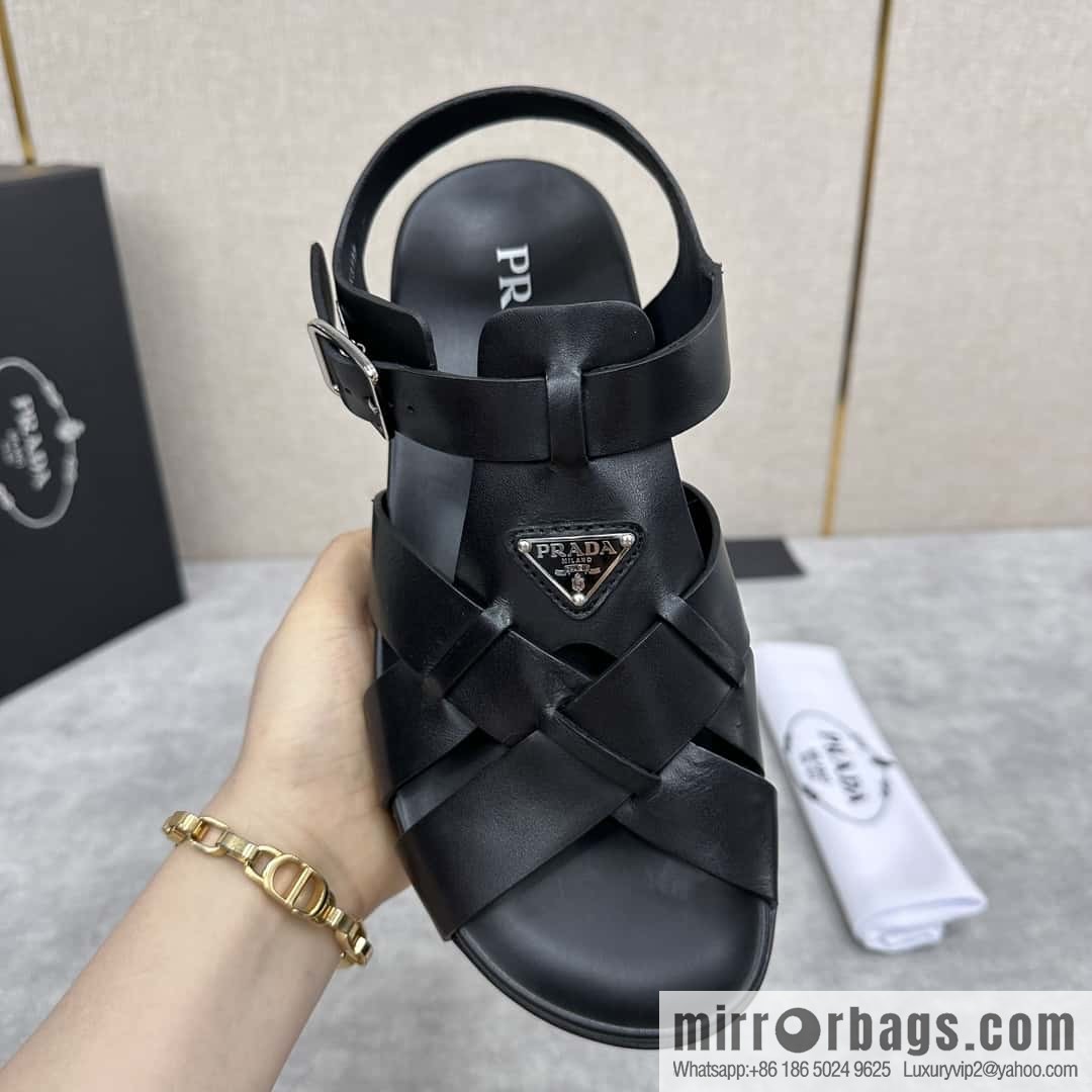 ๐๐P's new Prada * Prada-da, new men's leather cross-woven sandals
