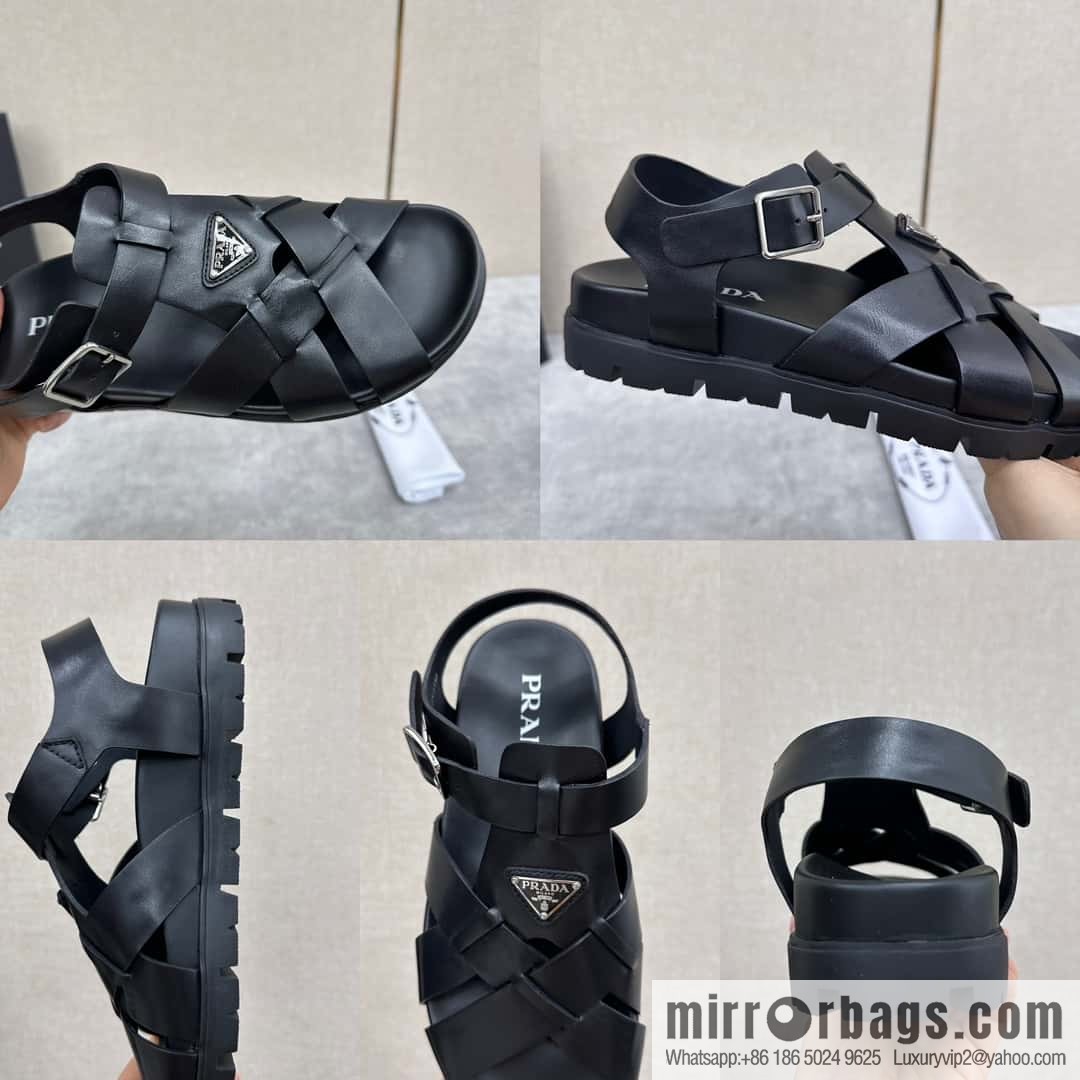 ๐๐P's new Prada * Prada-da, new men's leather cross-woven sandals