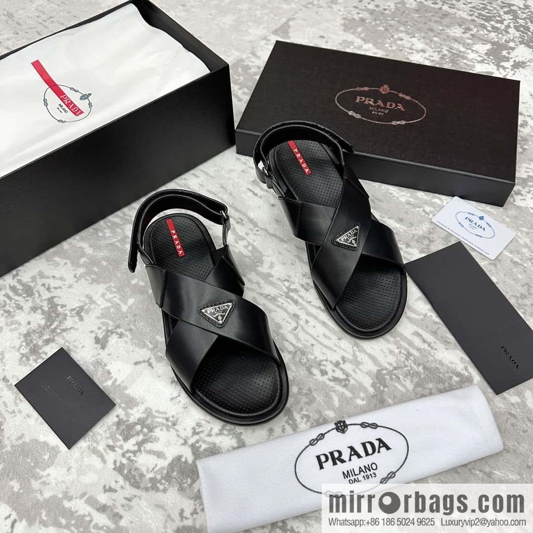 ๐๐P home new product PRAD */Prada, new men's cross Velcro sandals