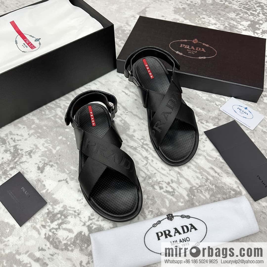 ๐๐P home new product PRAD */Prada, new men's cross Velcro sandals