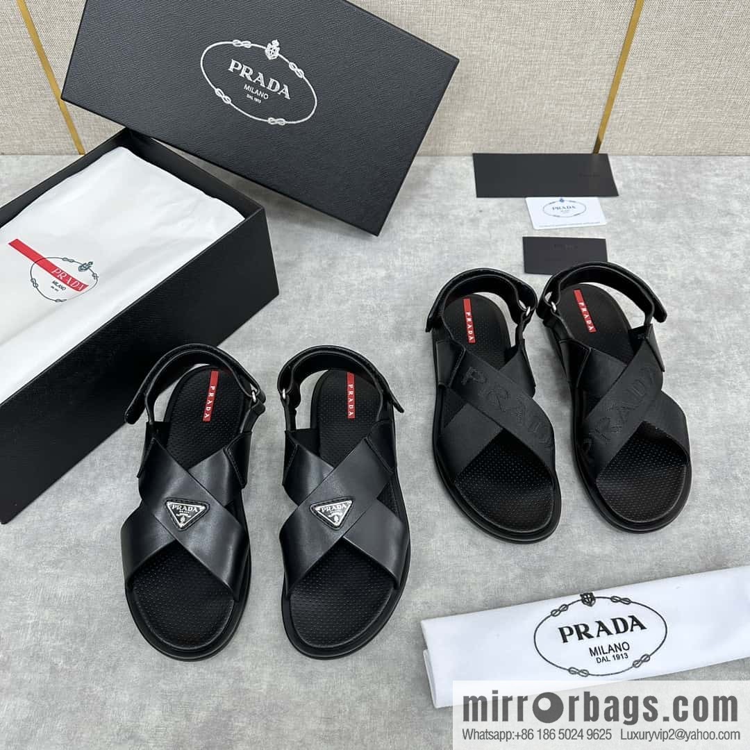๐๐P home new product PRAD */Prada, new men's cross Velcro sandals