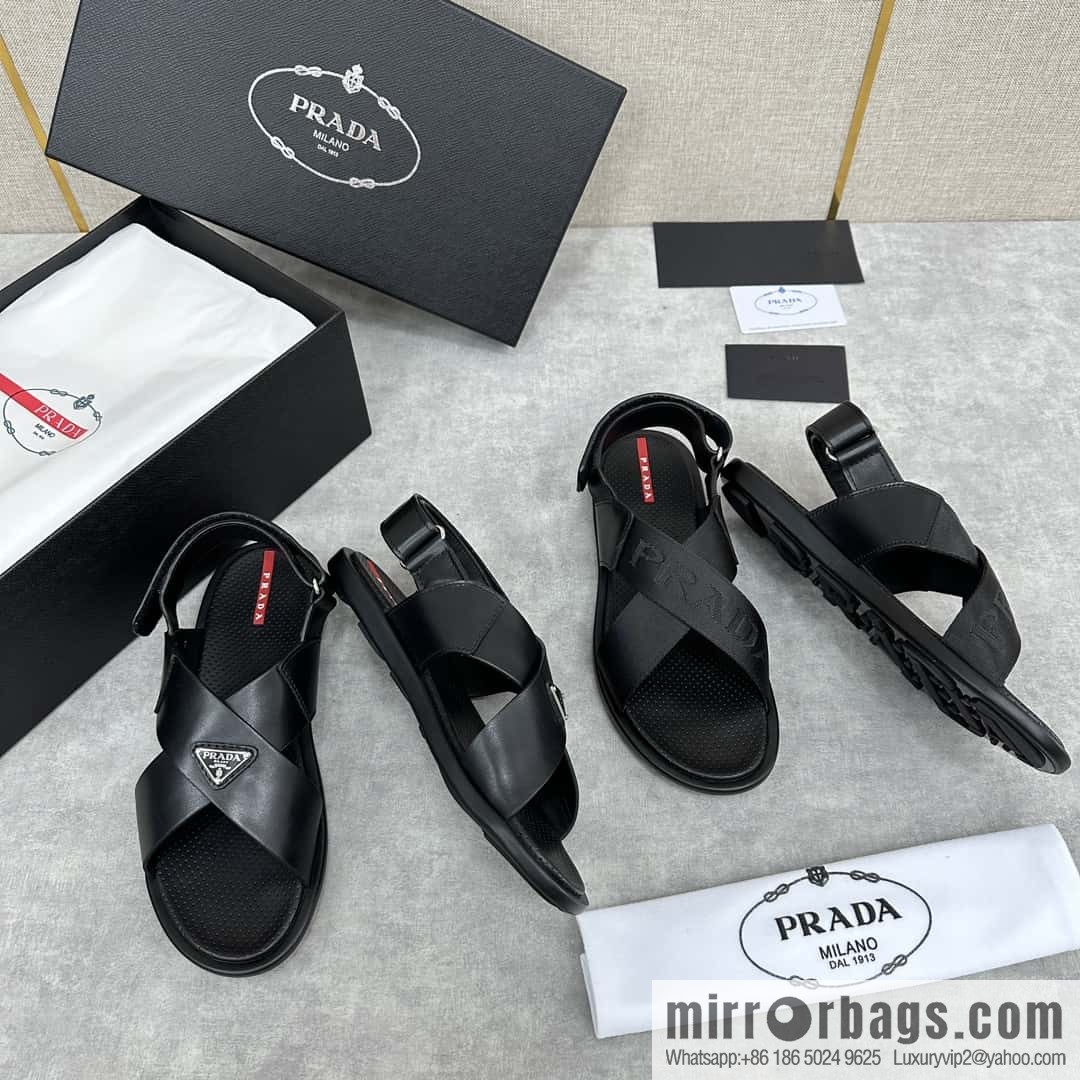 ๐๐P home new product PRAD */Prada, new men's cross Velcro sandals