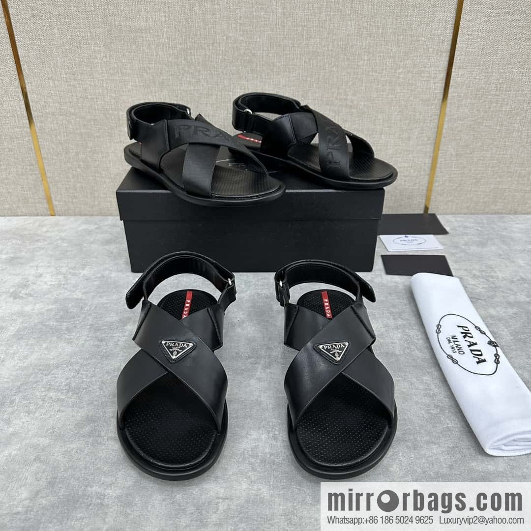 ๐๐P home new product PRAD */Prada, new men's cross Velcro sandals