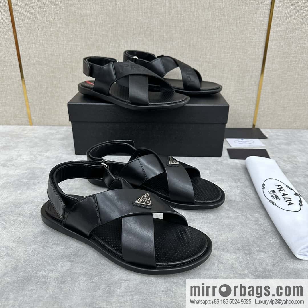 ๐๐P home new product PRAD */Prada, new men's cross Velcro sandals
