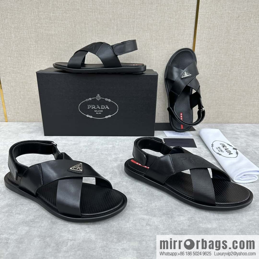 ๐๐P home new product PRAD */Prada, new men's cross Velcro sandals