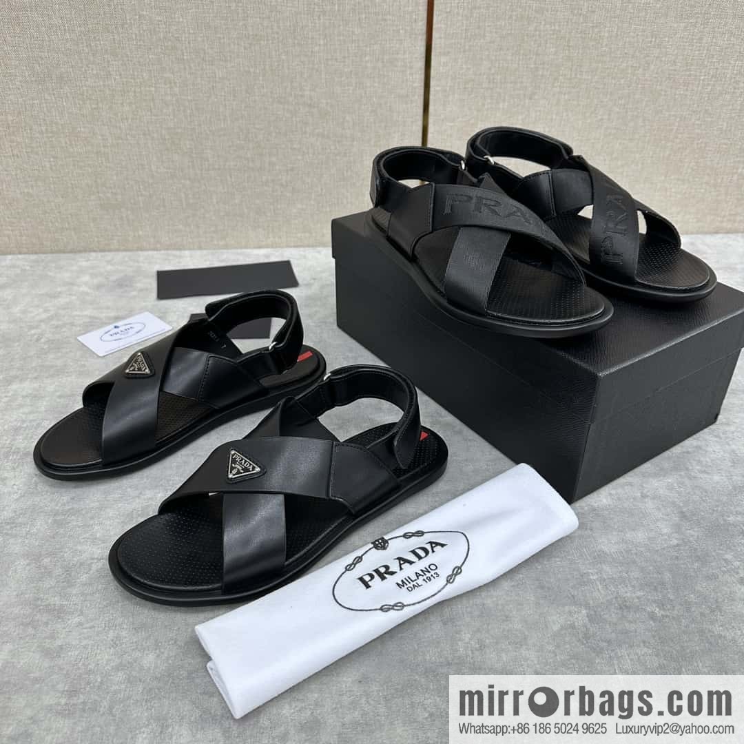 ๐๐P home new product PRAD */Prada, new men's cross Velcro sandals