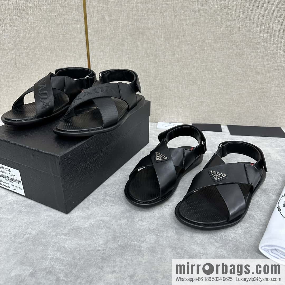 ๐๐P home new product PRAD */Prada, new men's cross Velcro sandals