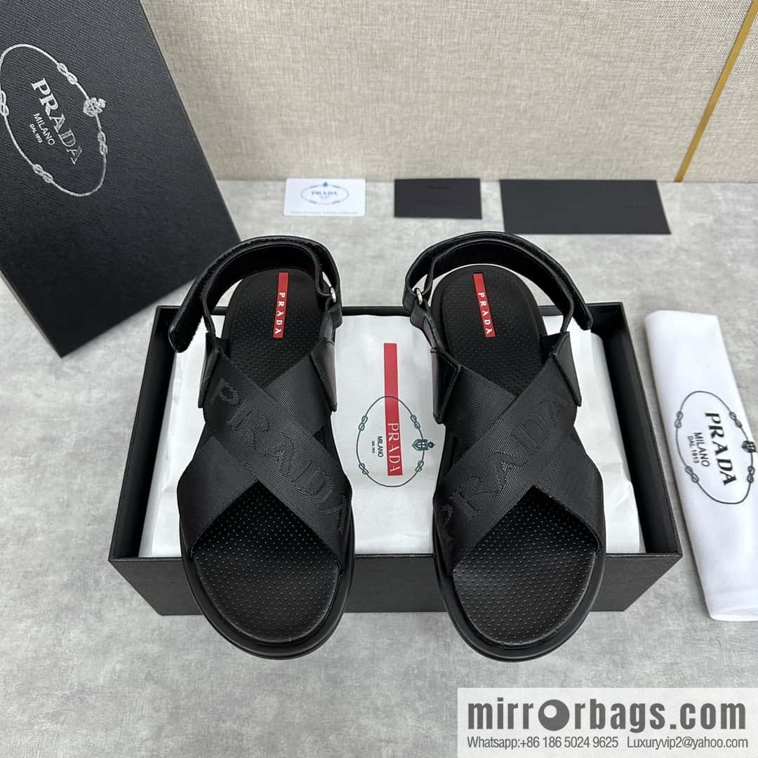 ๐๐P home new product PRAD */Prada, new men's cross Velcro sandals