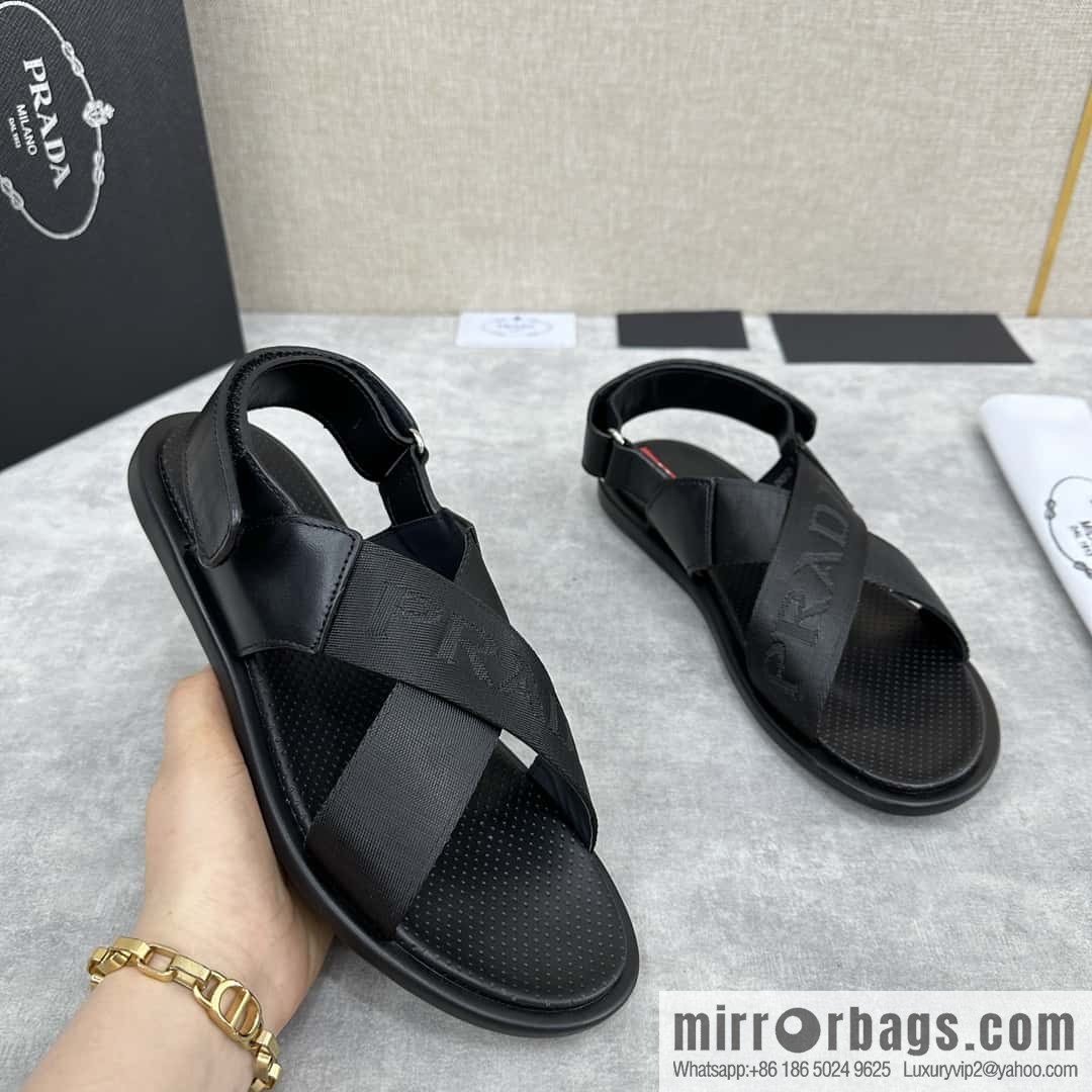 ๐๐P home new product PRAD */Prada, new men's cross Velcro sandals
