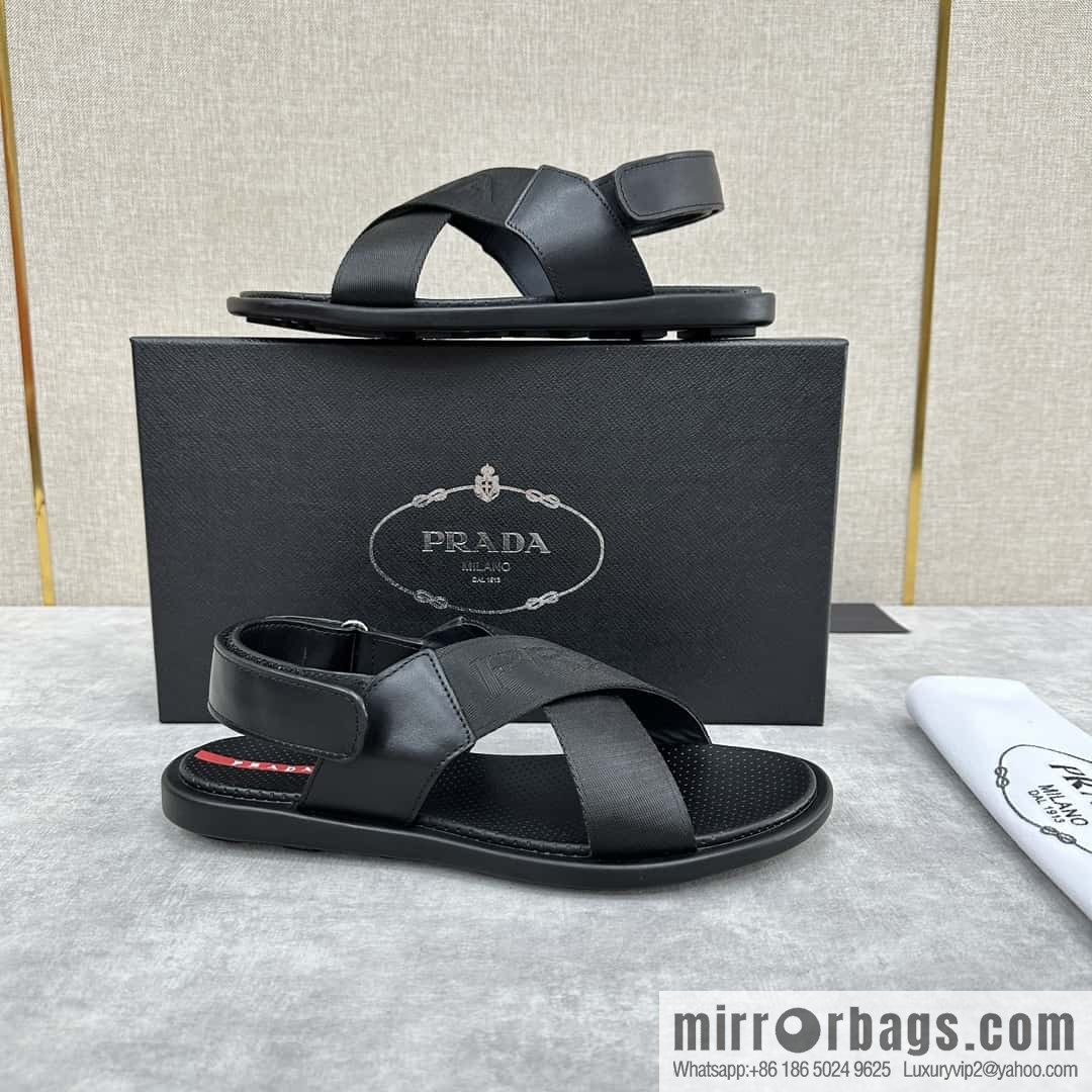 ๐๐P home new product PRAD */Prada, new men's cross Velcro sandals