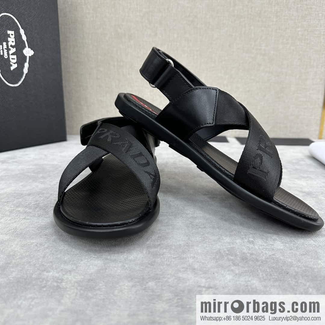 ๐๐P home new product PRAD */Prada, new men's cross Velcro sandals