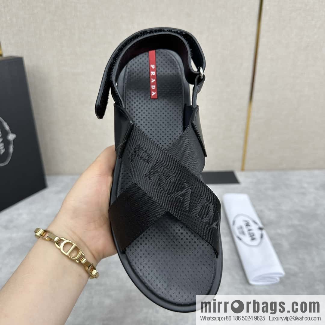 ๐๐P home new product PRAD */Prada, new men's cross Velcro sandals