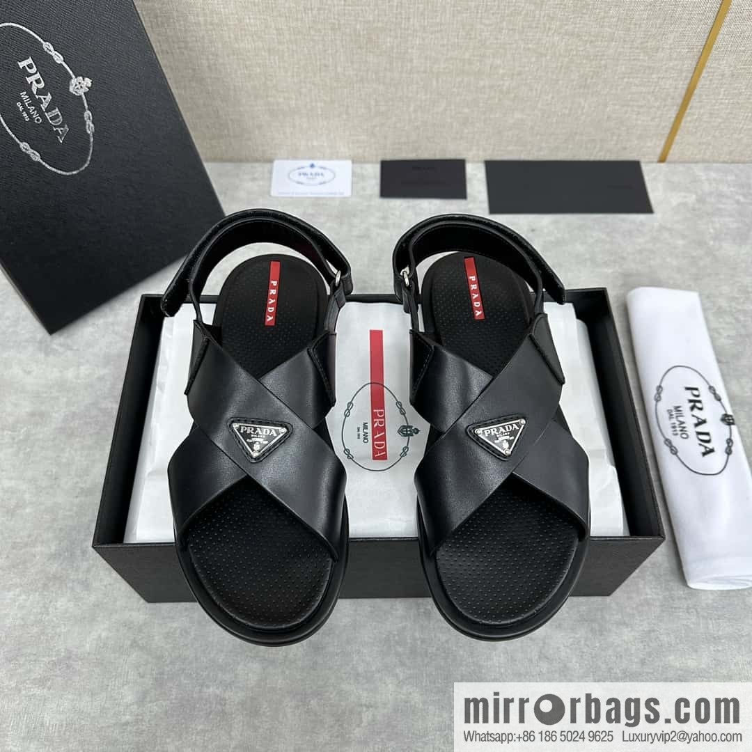๐๐P home new product PRAD */Prada, new men's cross Velcro sandals