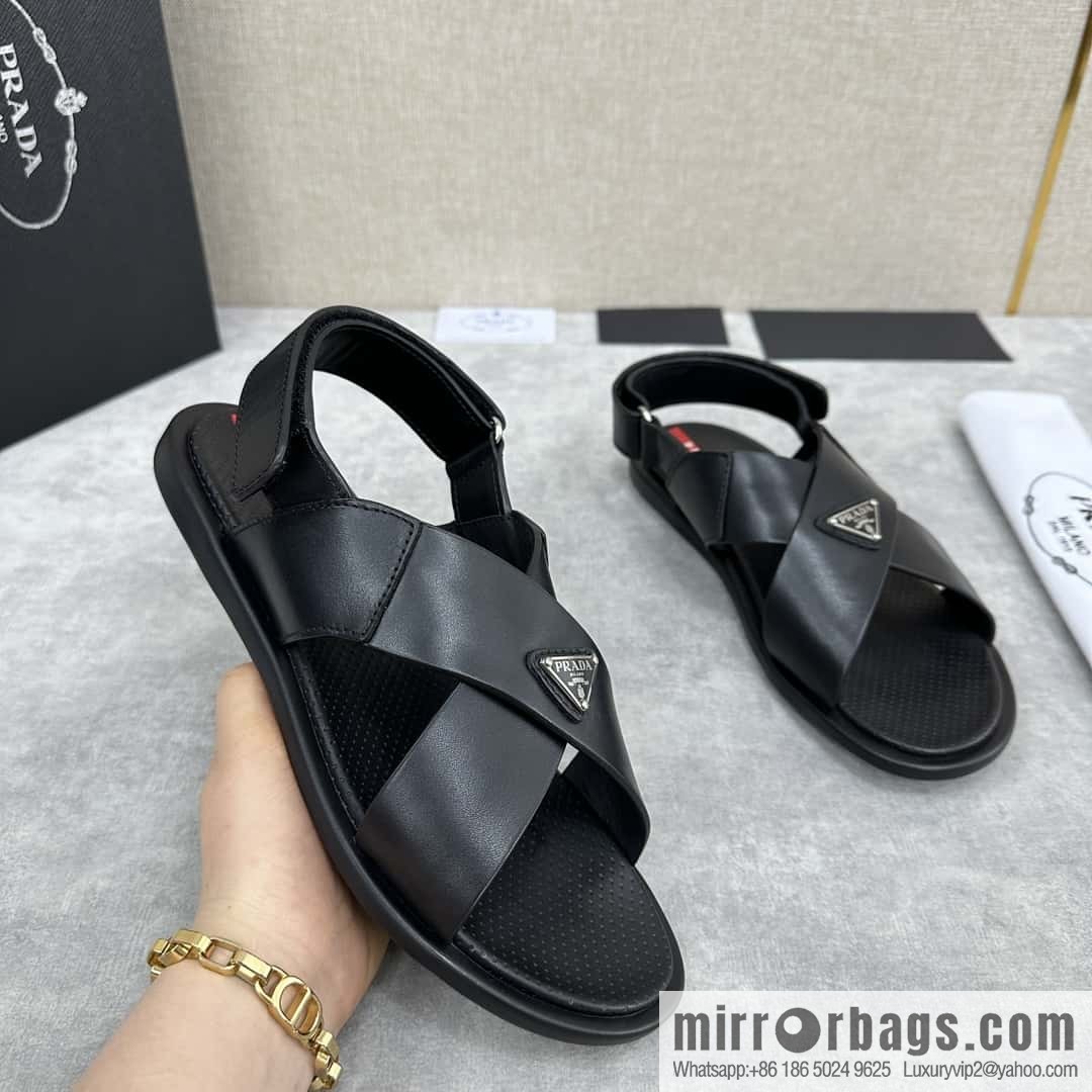 ๐๐P home new product PRAD */Prada, new men's cross Velcro sandals