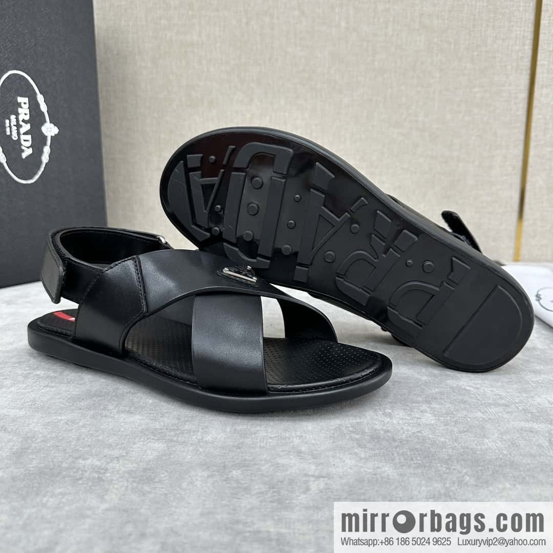 ๐๐P home new product PRAD */Prada, new men's cross Velcro sandals