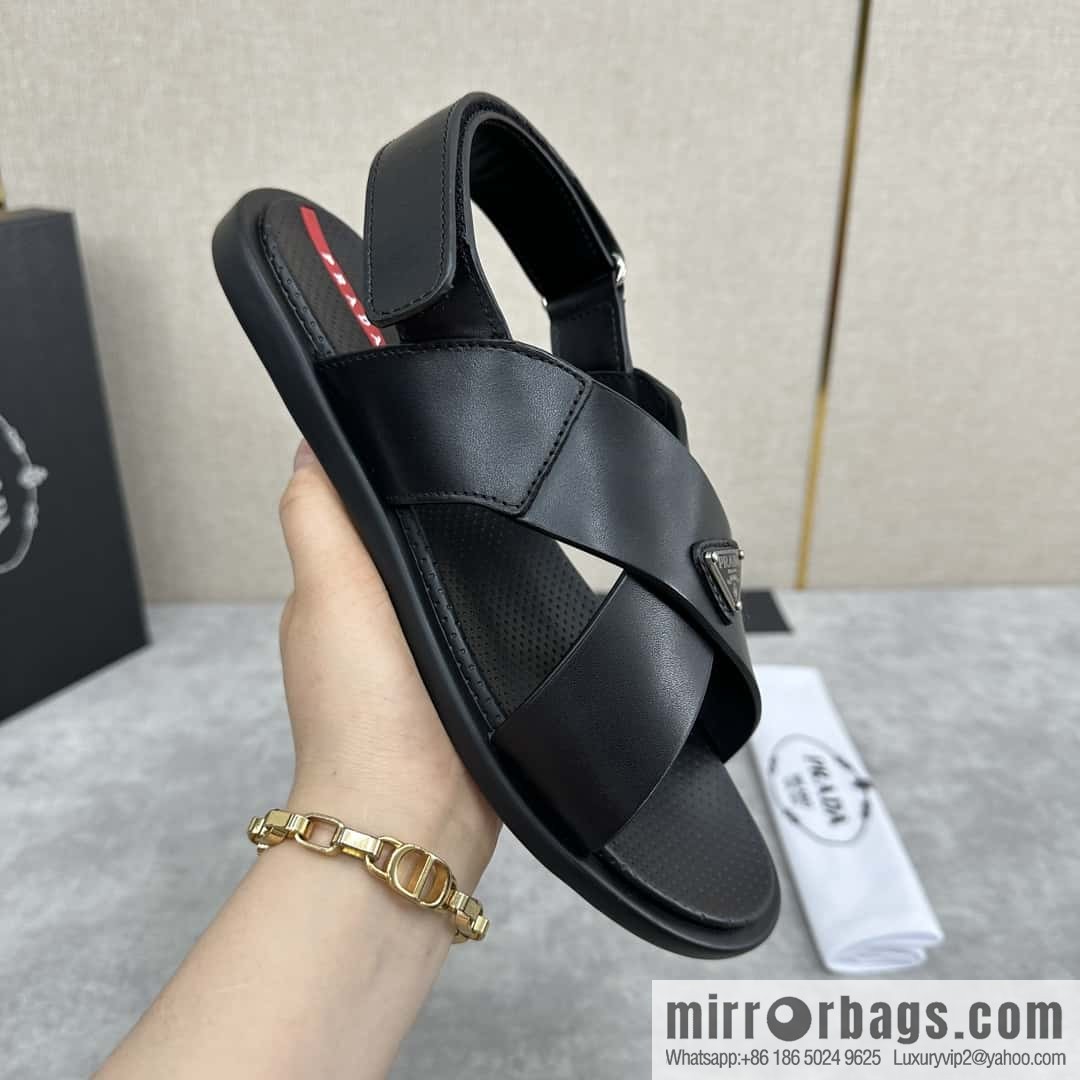 ๐๐P home new product PRAD */Prada, new men's cross Velcro sandals