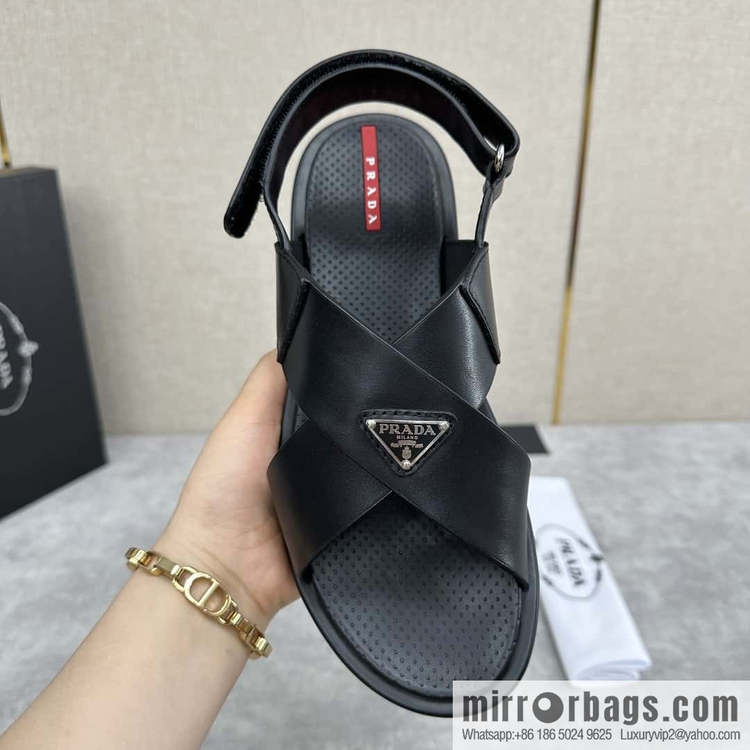 ๐๐P home new product PRAD */Prada, new men's cross Velcro sandals