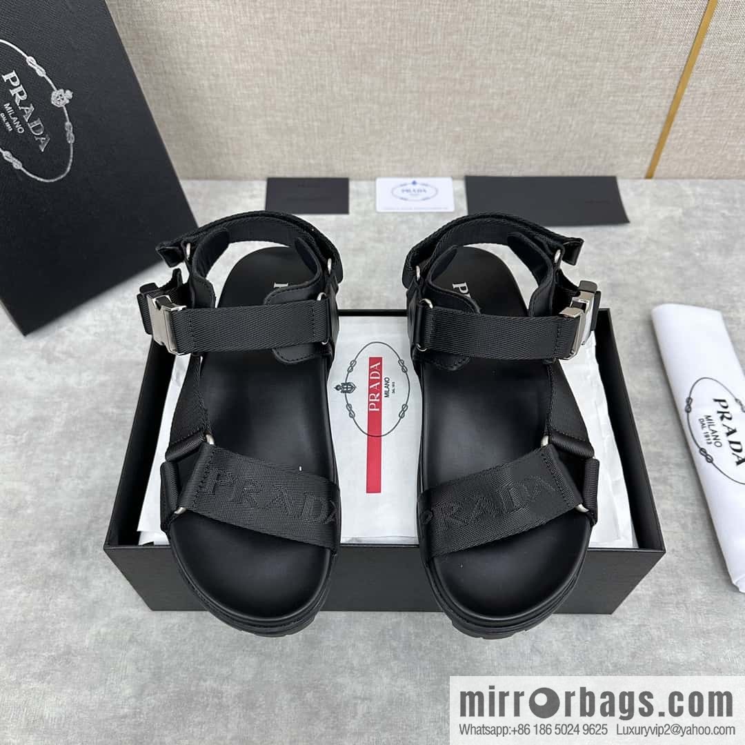 ๐๐P Replica Luxury Handbag New Prada * Prada, leather and nylon strappy sports sandals