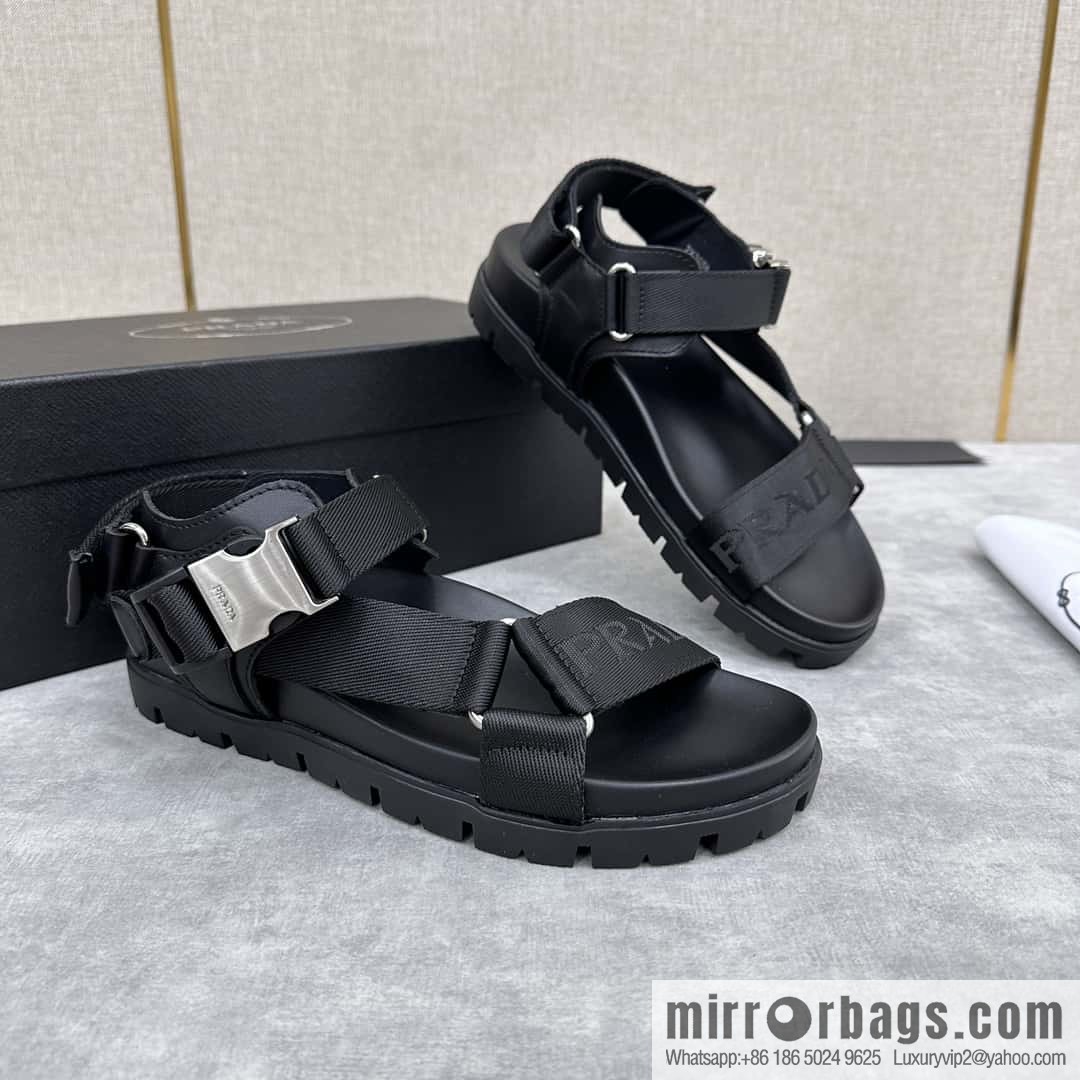 ๐๐P Replica Luxury Handbag New Prada * Prada, leather and nylon strappy sports sandals