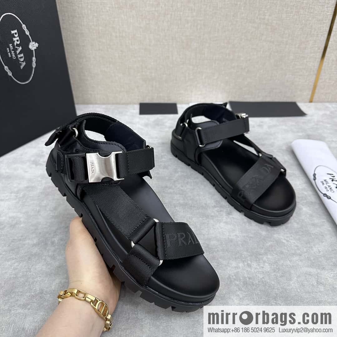 ๐๐P Replica Luxury Handbag New Prada * Prada, leather and nylon strappy sports sandals