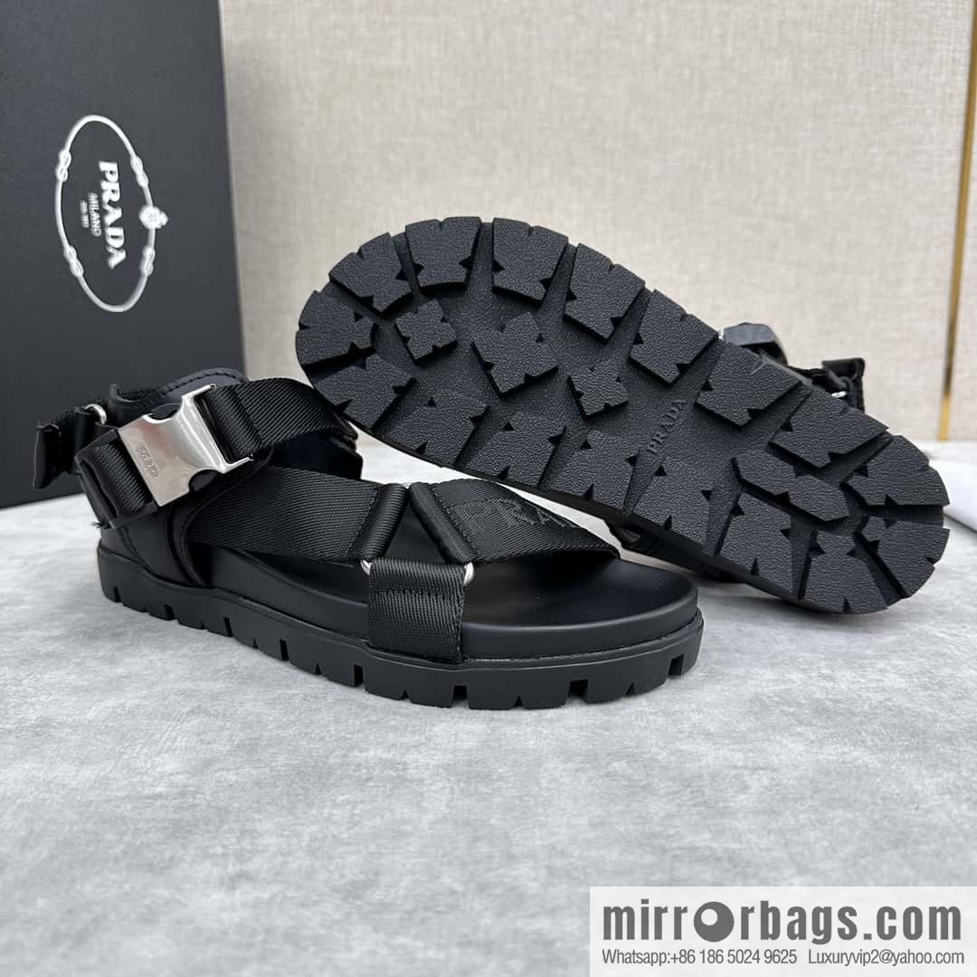 ๐๐P Replica Luxury Handbag New Prada * Prada, leather and nylon strappy sports sandals