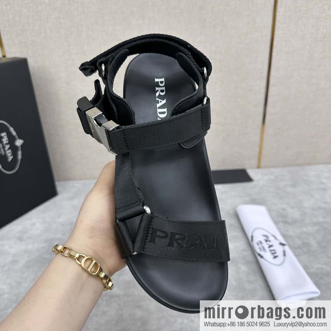 ๐๐P Replica Luxury Handbag New Prada * Prada, leather and nylon strappy sports sandals