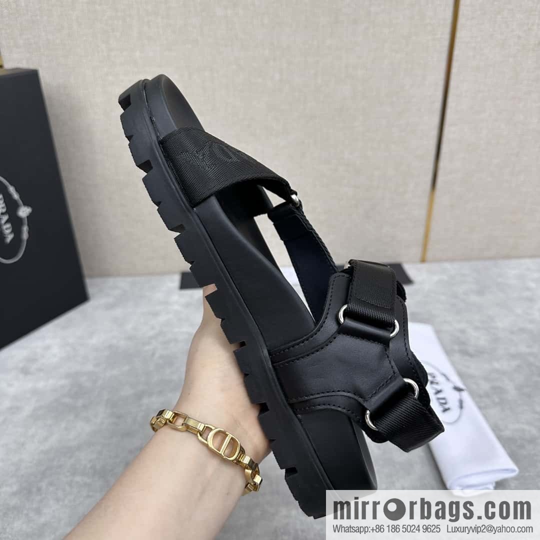 ๐๐P Replica Luxury Handbag New Prada * Prada, leather and nylon strappy sports sandals