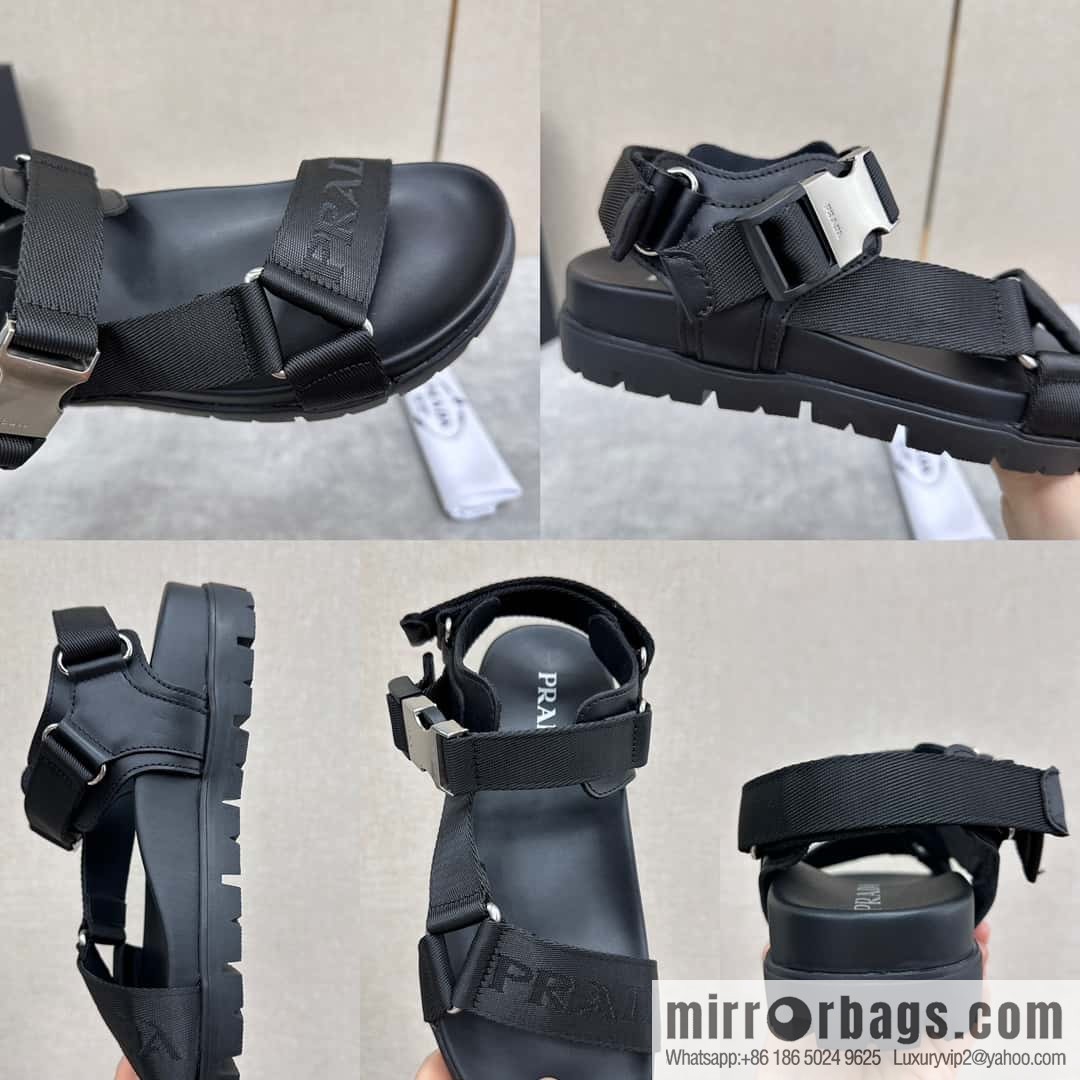 ๐๐P Replica Luxury Handbag New Prada * Prada, leather and nylon strappy sports sandals