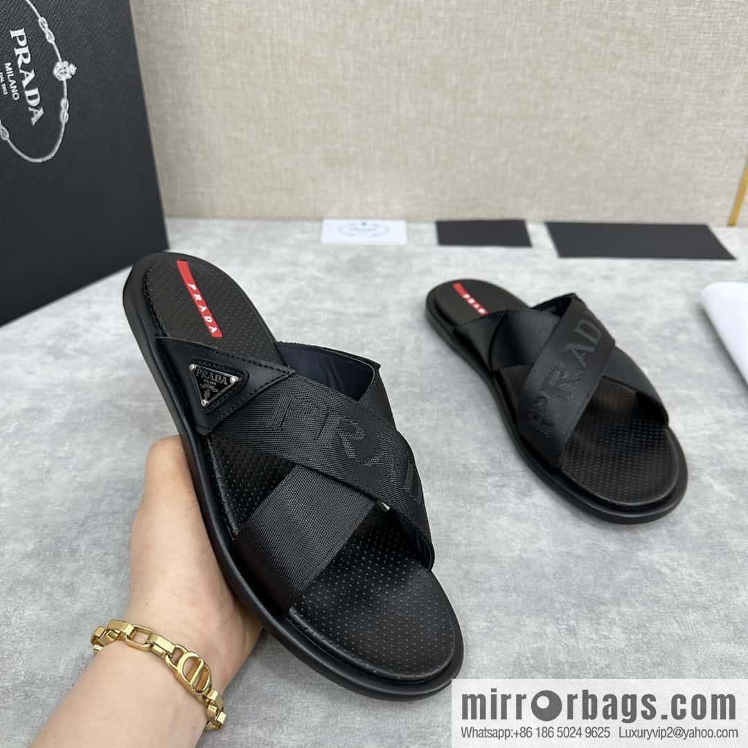 ๐๐P home new product PRAD */Prada, new men's cross sandals drag