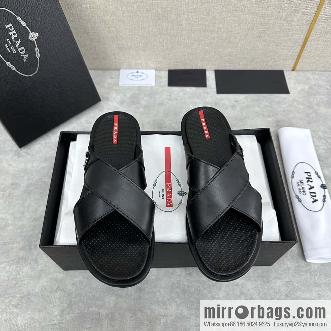 ๐๐P home new product PRAD */Prada, new men's cross sandals drag
