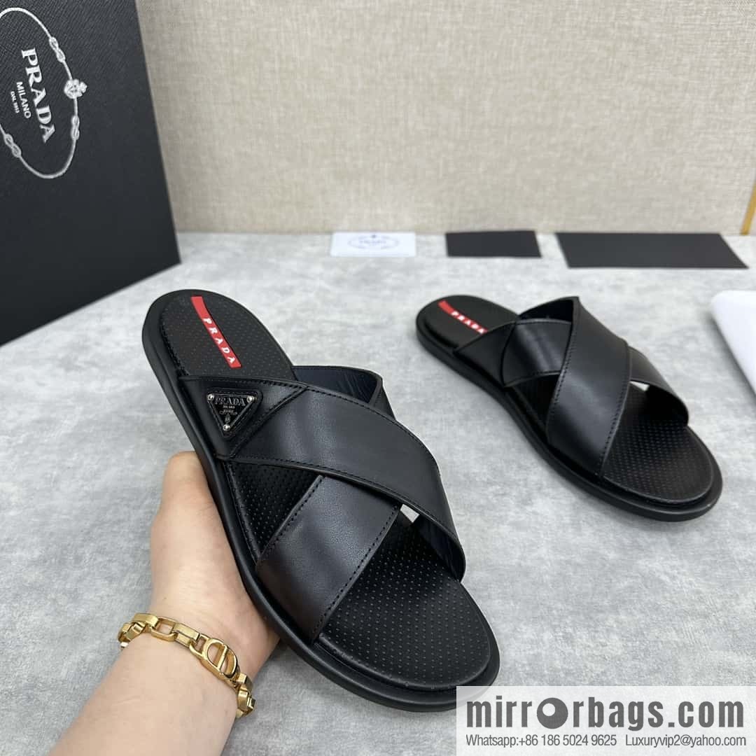 ๐๐P home new product PRAD */Prada, new men's cross sandals drag