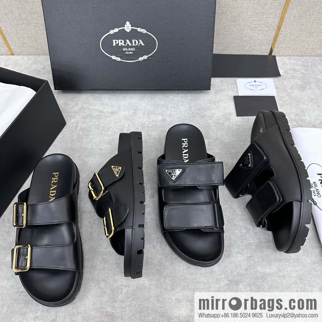 💋💍P Replica Luxury Handbag New Prada * Prada-da, New Men's Leather Sandals