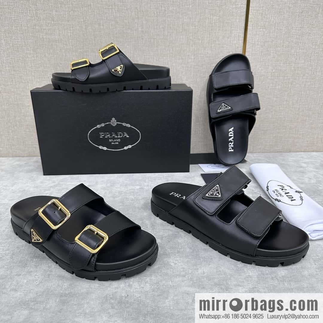 💋💍P Replica Luxury Handbag New Prada * Prada-da, New Men's Leather Sandals