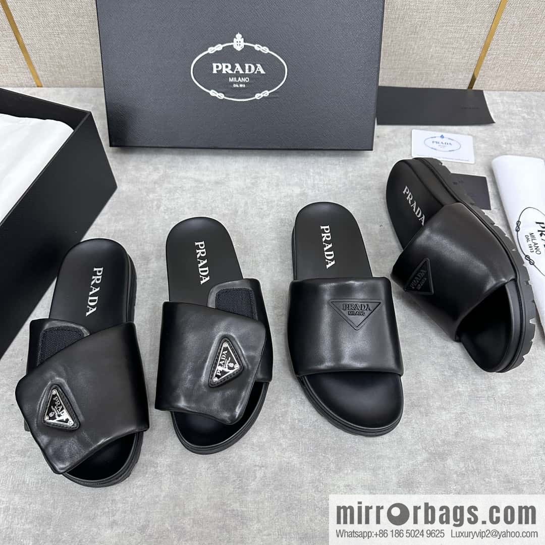 ๐๐P new Prada * Prada-da, new men's leather one-word sandals
