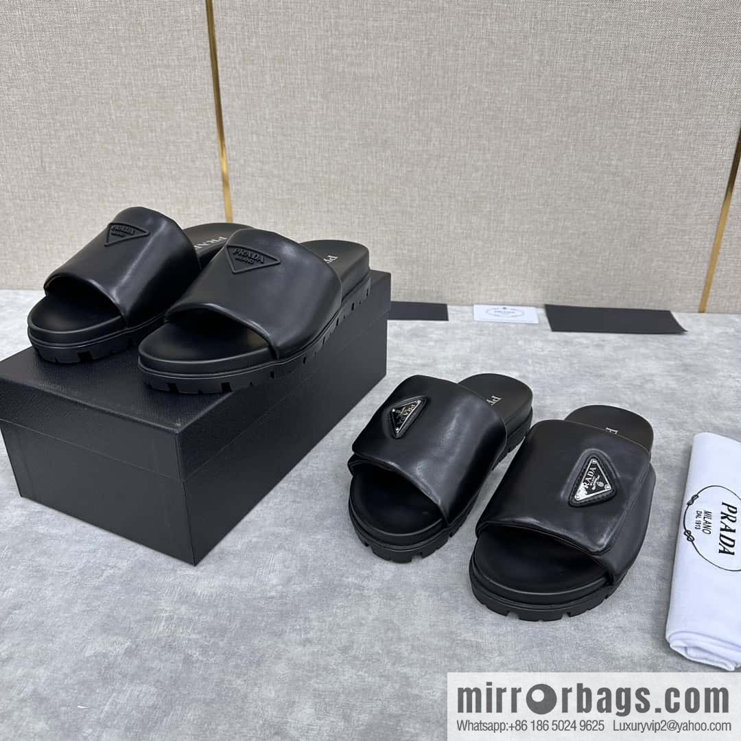 ๐๐P new Prada * Prada-da, new men's leather one-word sandals