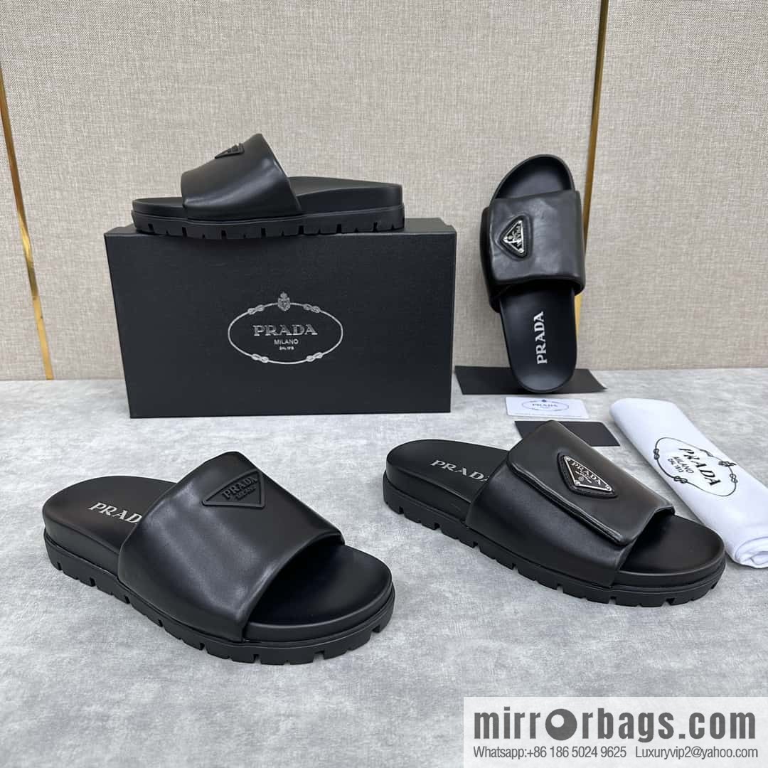 ๐๐P new Prada * Prada-da, new men's leather one-word sandals