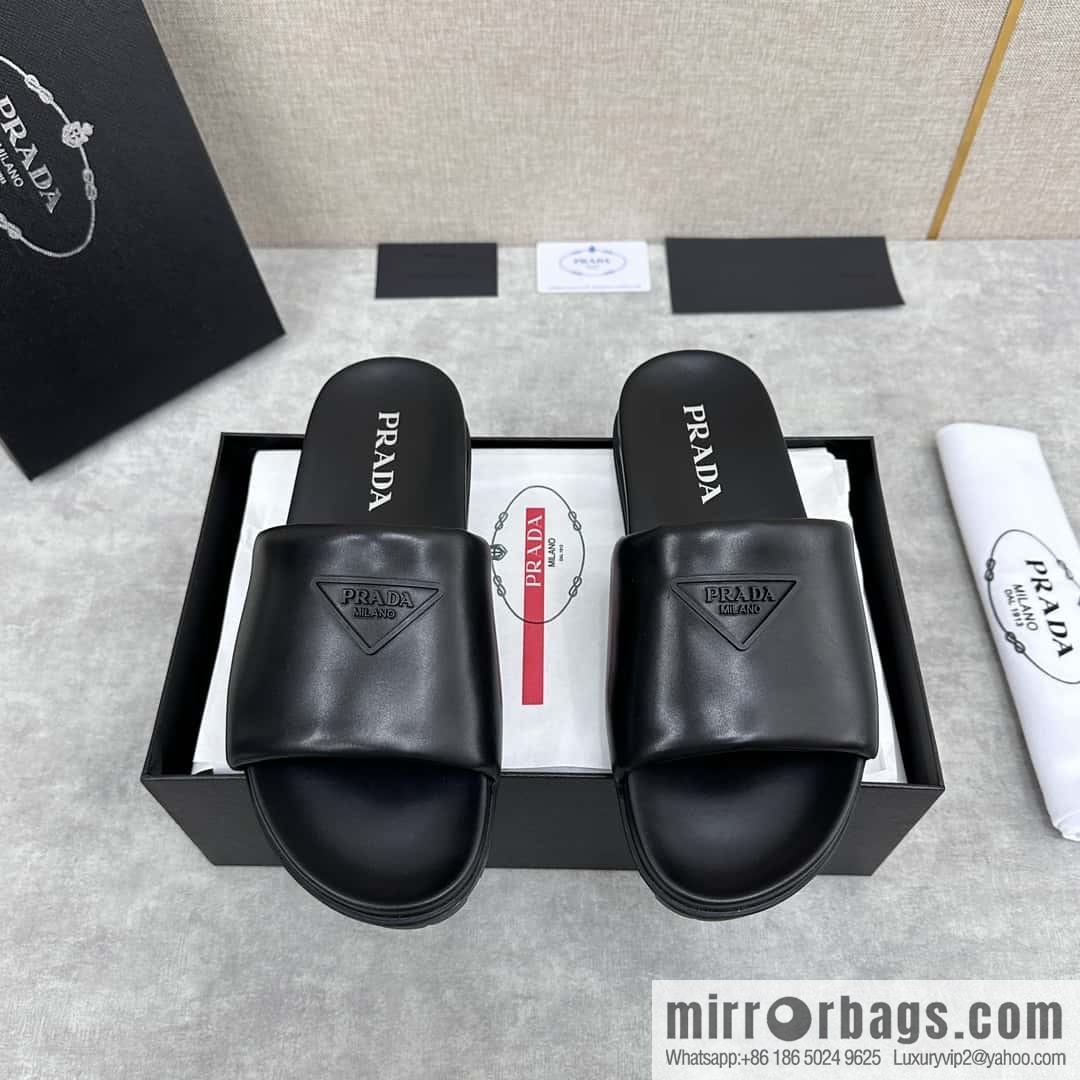๐๐P new Prada * Prada-da, new men's leather one-word sandals