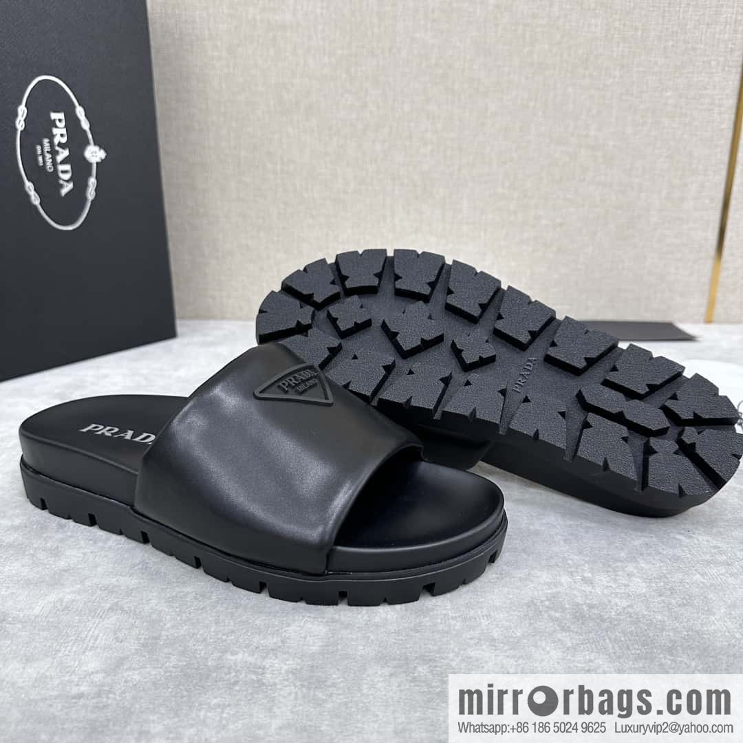๐๐P new Prada * Prada-da, new men's leather one-word sandals