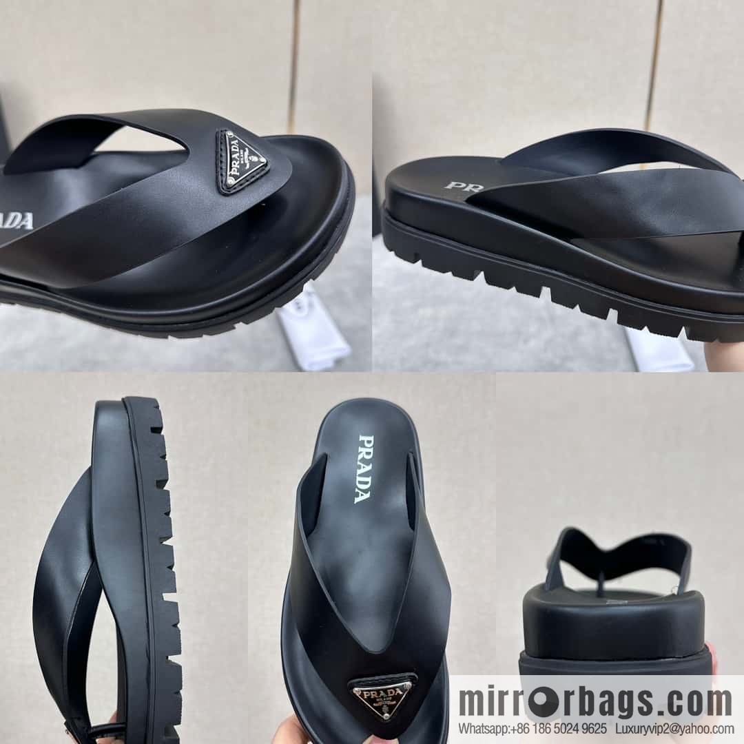 ๐๐P new Prada * Prada-da, new men's leather flip-flops