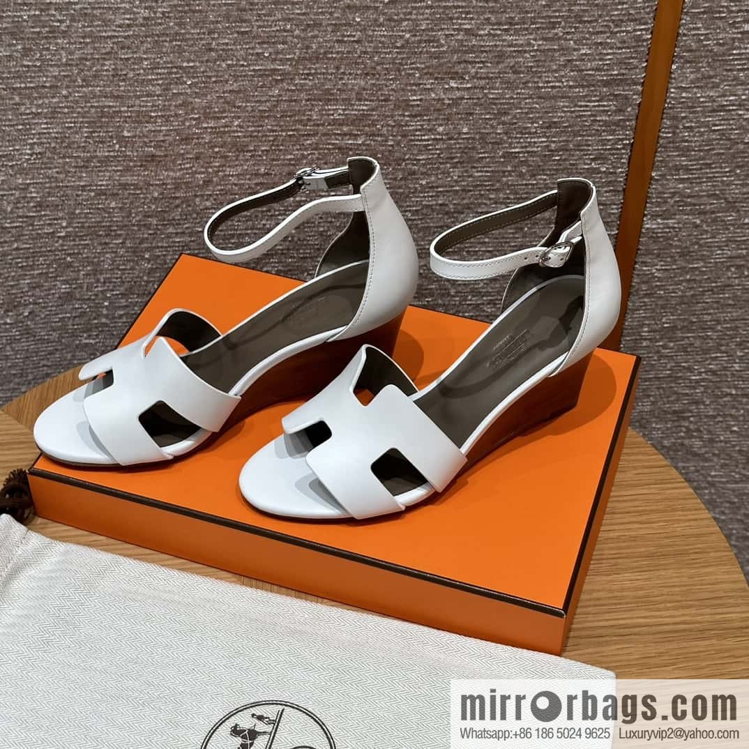 HERMES 021 Legend high heel sandals, calfskin/calfskin white/01/Blanc