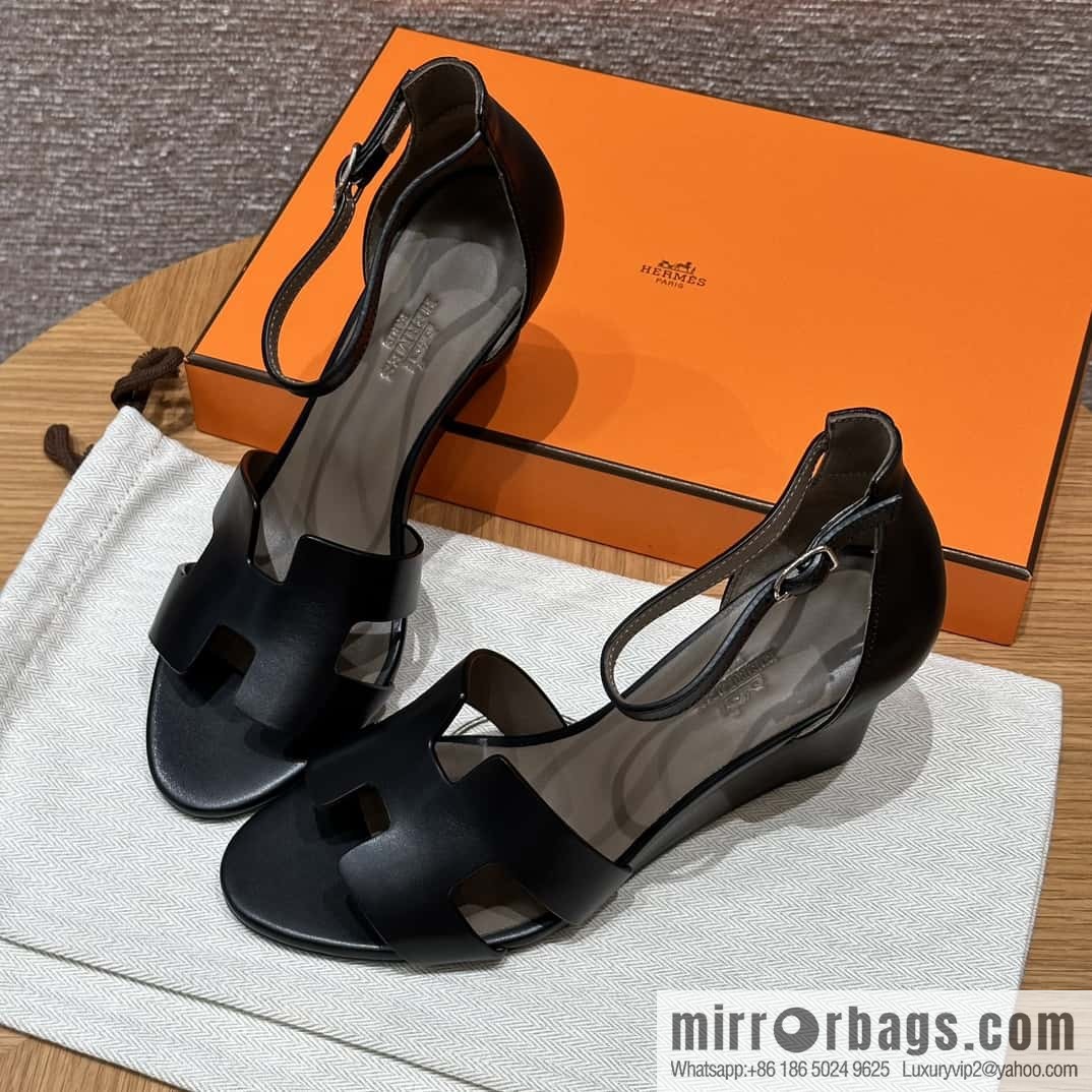 HERMES 021 Legend heel sandals calfskin/calfskin black/89/Black
