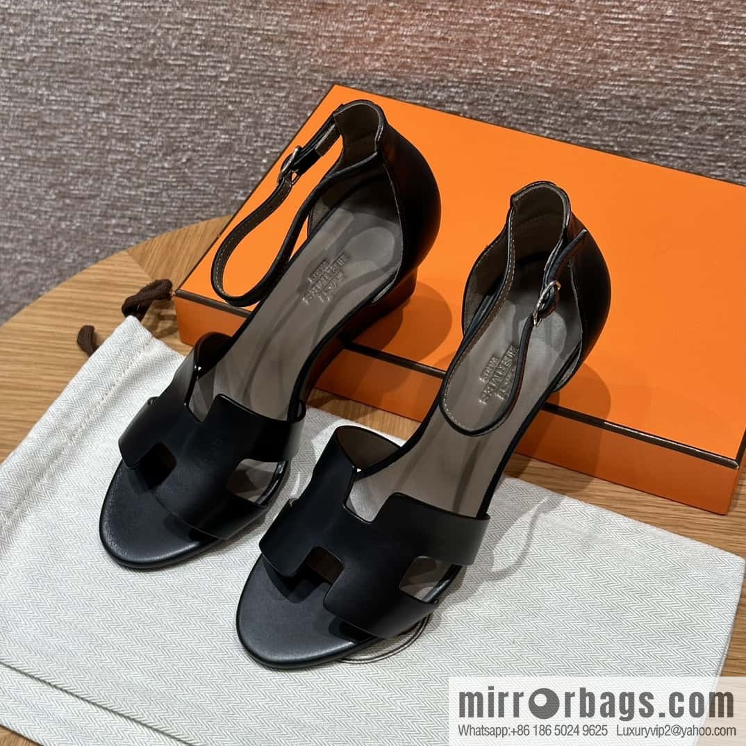 HERMES 021 Legend heel sandals calfskin/calfskin black/89/Black